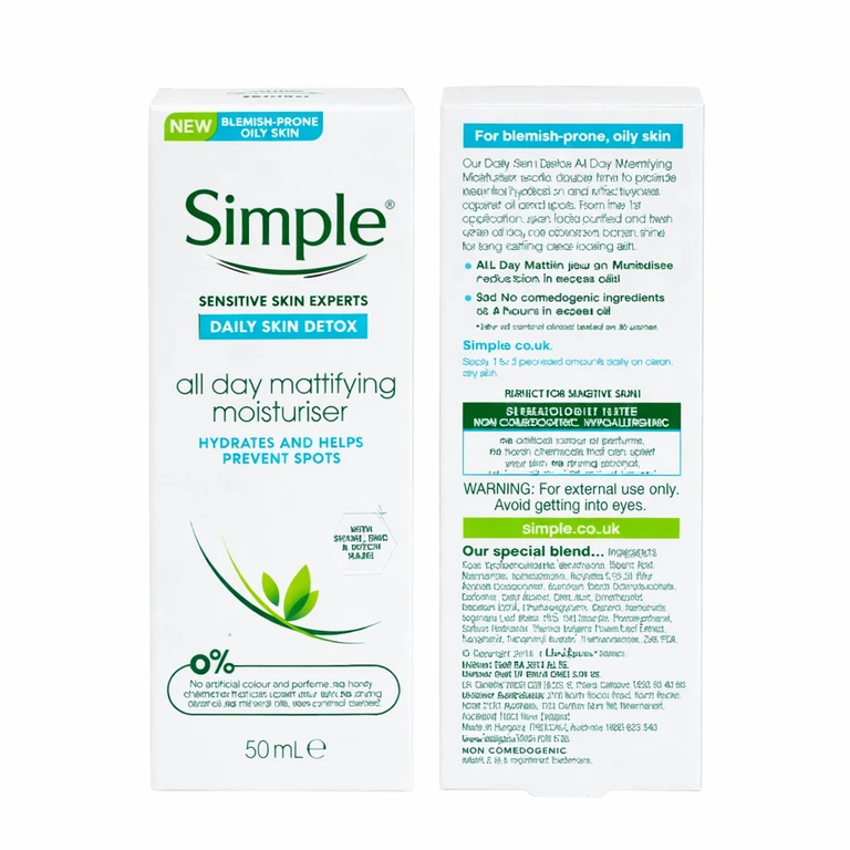 Simple Daily Skin Detox All Day Mattifying Moisturiser 50 ml (1.7 fl oz)